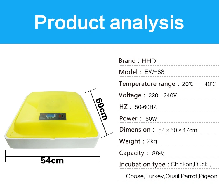 Hhd New Foam Base Ce Marked Transparent Mini Chicken Egg Incubator Ew-88